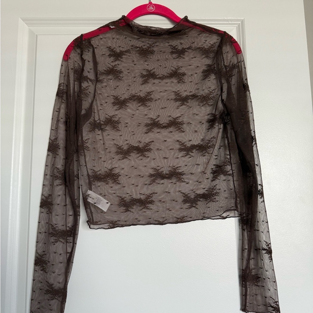 Aerie Brown Lace Top